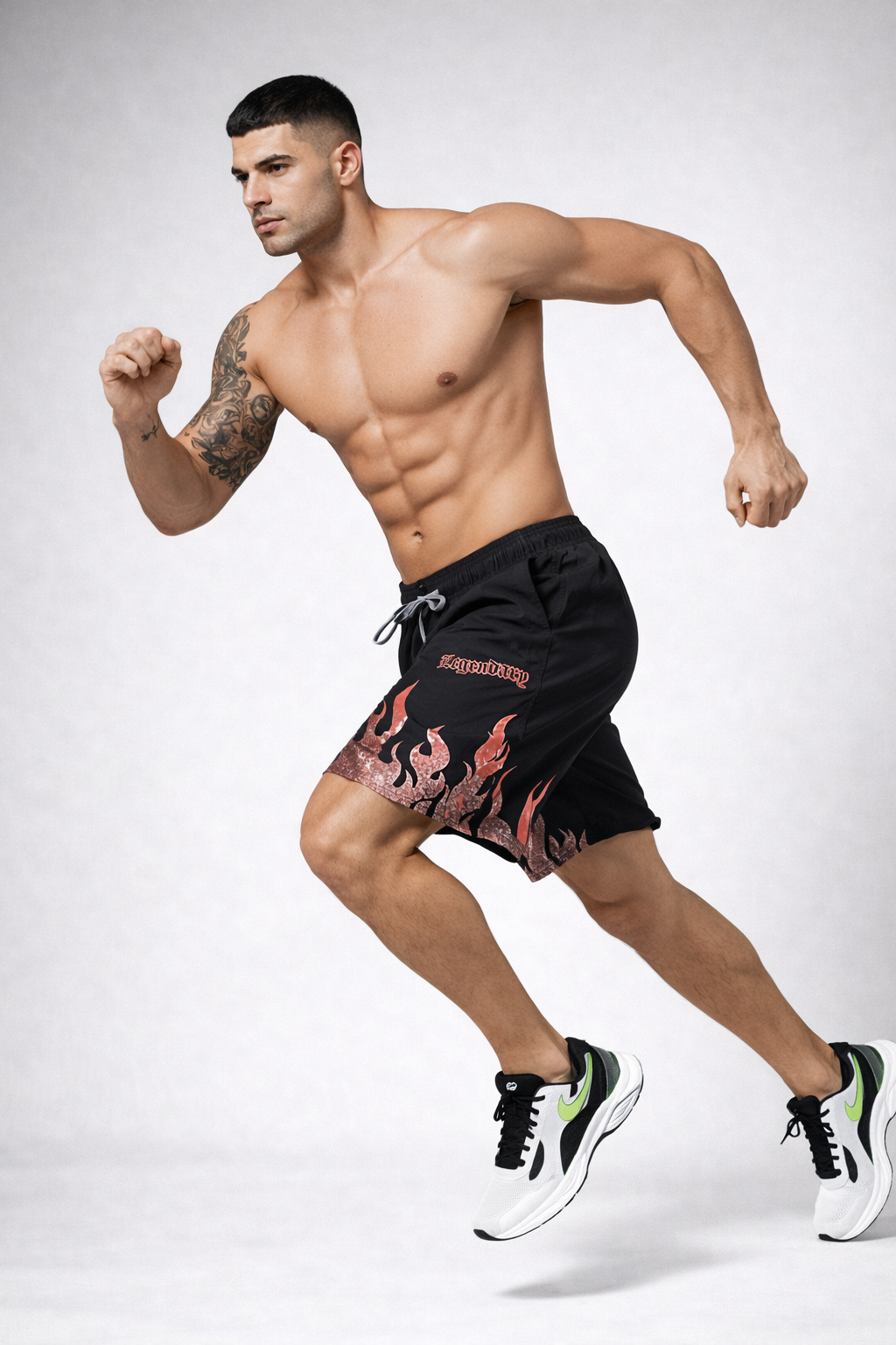 2-pack of men's NS Lycra sports shorts - solid & printed | above knee training shorts